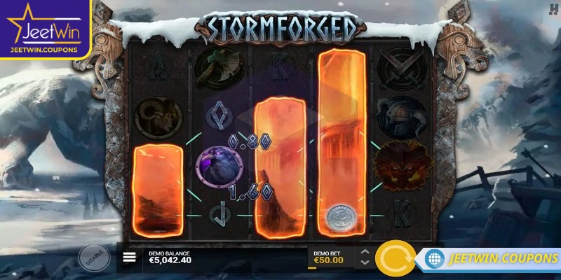 Stormforged JeetWin – Game nổ hũ đậm dấu ấn Bắc Âu 2 Trò chơi được thiết kế với 5 cuộn, 4 hàng và 25 dòng trả thưởng